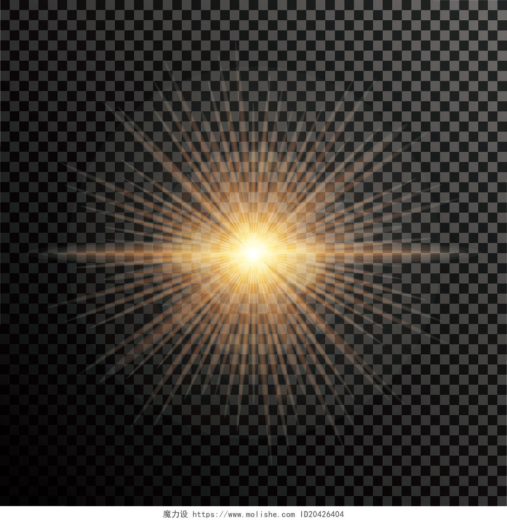 金色手绘光芒太阳光光效放射线条矢量元素PNG素材